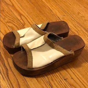 Wood and leather platforms, size 8.5